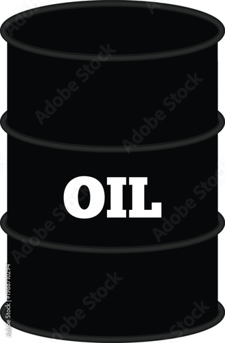 Labelled Crude Oil Barrel Icon Isolated Petroleum Drum Fuel Industry Energy Symbol Design
