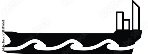 Oil Tanker Ship and Oil Barrel Icon Silhouette Isolated Marine Transport Petroleum Industry Design