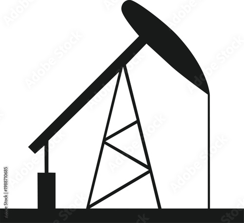 Oil Well Silhouette Illustration Isolated Industrial Petroleum Pumpjack Energy Extraction Design