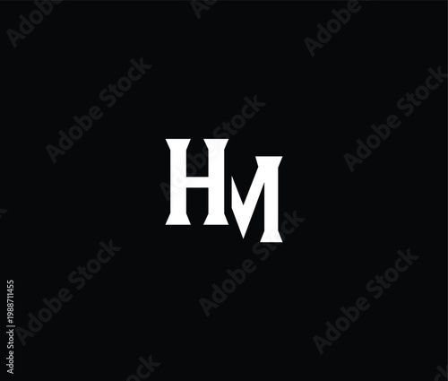 White HM logo on solid dark background  simple typography