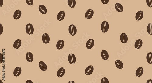 Seamless Pattern of Coffee Beans on a Beige Background, Coffee Lover's Delight