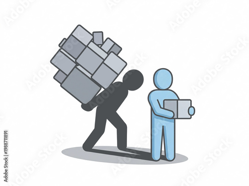 Hidden Workload Icon, Business Burden Concept with Small Task and Heavy Shadow Load, Workplace Stress Illustration