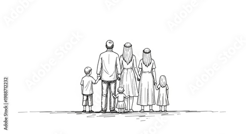 Family Standing Together Looking Forward.
