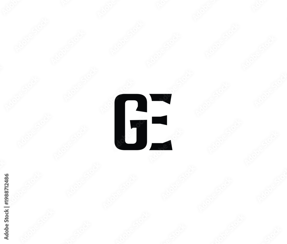 Obraz premium Black lettering of GE in bold font on white background