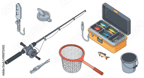 Fishing Equipment Set for Recreational Angling Hobby.