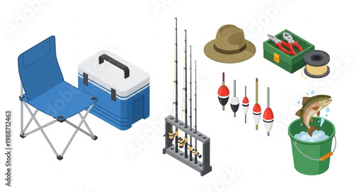 Fishing gear and equipment collection for outdoor recreation.