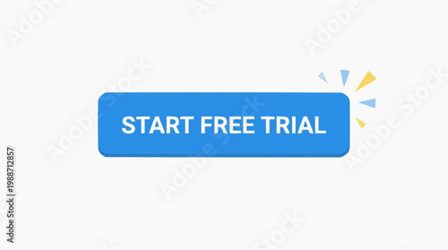 A blue button with white text that says Start Free Trial and has colorful triangles around it