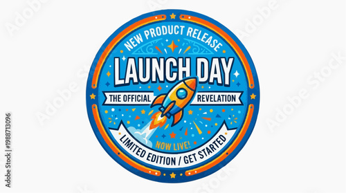 A vibrant vector graphic illustration of a rocket ship launching on a limited edition product launch day