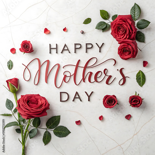 Elegant mother's day greeting card with roses and decorative elements
