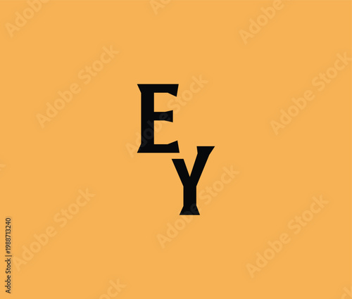 Simple black letters E and Y on orange background