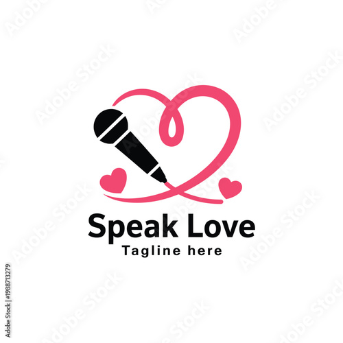 Microphone within a heart shape symbolizing singing and affectionate expression