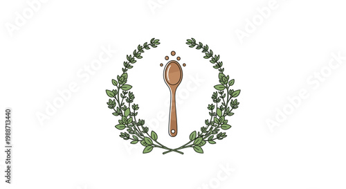 A Wooden Spoon Emblem With A Laurel Wreath For Culinary And Dietary Topics