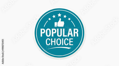 A teal circular badge with a thumbs up and stars indicating a popular choice
