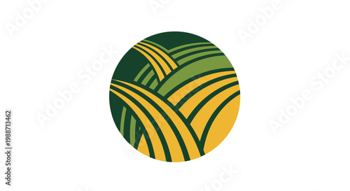 Abstract Agriculture Fields Displayed Within a Circular Insignia And Emblem Presentation