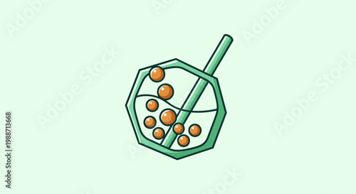 A Refreshing Boba Tea Illustration in a Unique Geometric Shape and Minimal Style