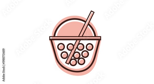 Minimalist Bubble Tea Illustration Depicting Modern Refreshing Beverage Concept Design