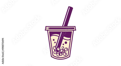 Minimalist Bubble Tea Illustration Depicting Refreshment and a Popular Beverage Design