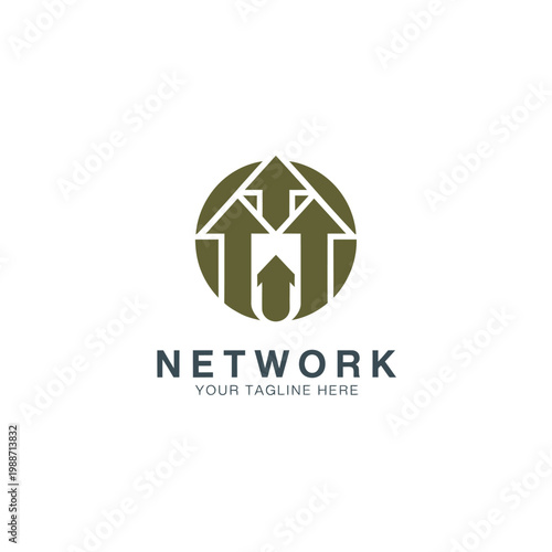 Abstract logo featuring upward pointing arrows within a circular frame