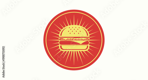 A Circular Emblem Featuring A Golden Burger Representing Delicious Food Options For Clients