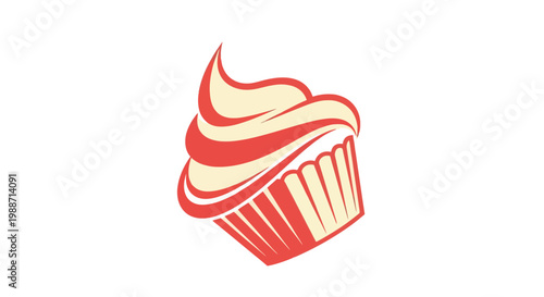 A Delightful Vector Illustration Of A Deliciously Decorated Cupcake Dessert Icon Logo