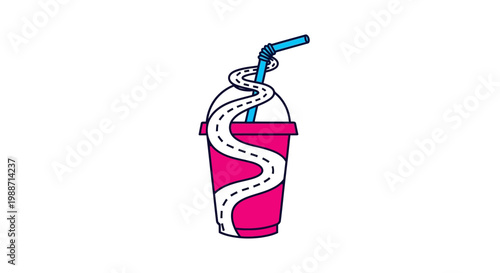 A Conceptual Graphic Illustrating a Beverage, Pathway Design, Colorful and Attractive Imagery