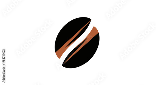 Abstract Black and Brown Coffee Bean Design Isolated on White Background for Branding