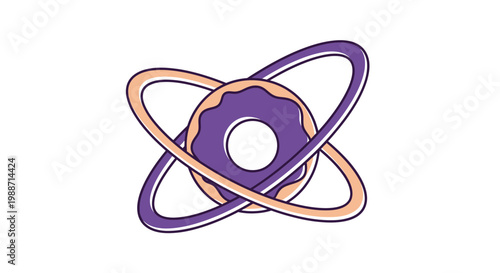 A Creative Depiction of a Delicious Glazed Donut Intertwined With Orbital Paths Design