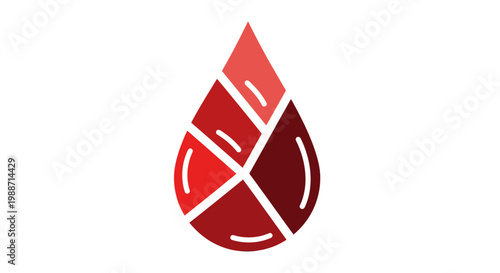 Abstract Blood Drop Design Featuring Geometric Shapes And Varied Red Hues In Vector Format