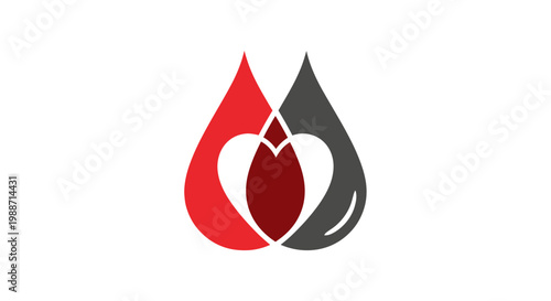 Abstract Blood Droplet Logo With Heart Symbol Represents Healthcare And Donating