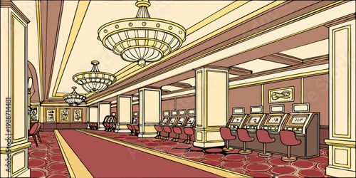 USA Casino Luxury Interior – Elegant Vegas Gaming Hall, VIP Lounge & Opulent Design | High-End Gambling Experience, Neon Lights & Premium Resort Atmosphere