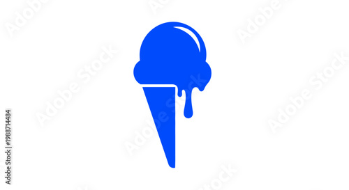 Abstract Blue Ice Cream Cone Drip Illustration, Refreshing Dessert Dessert Concept Design