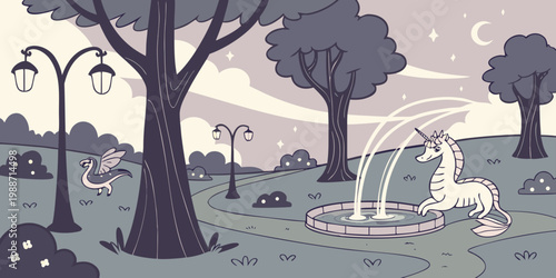 USA Fantasy Magical Park Scene – Enchanted Wonderland, Glowing Lights & Fairytale Landscape | Dream Castle Park, Magical Adventure & Fantasy Travel Destination Experience