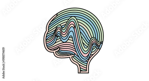 Abstract Brain Illustration Depicting Cognitive Processes and Mental Activity Concepts