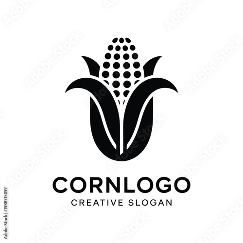 Stylized black and white corn cob logo with accompanying text