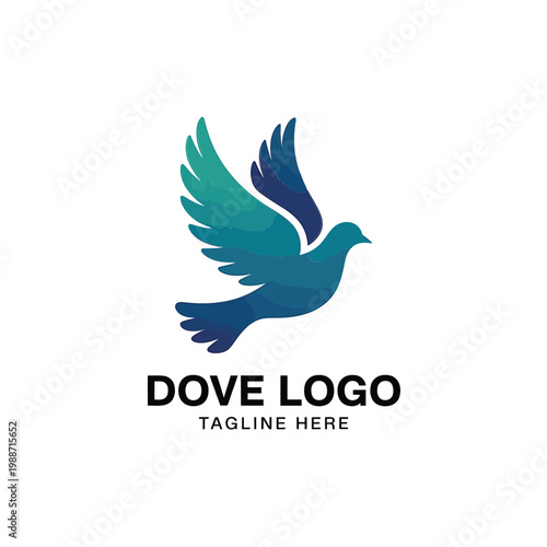 Gradient dove silhouette logo with wings spread representing peace and freedom