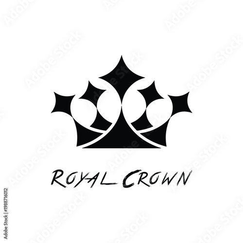 Royal Crown Silhouette Vector Elegant King Queen Luxury Black Icon
