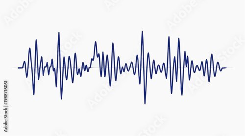 A blue waveform vector graphic on a white background representing sound or signal