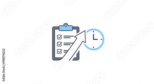 A clipboard with a checklist and clock.
