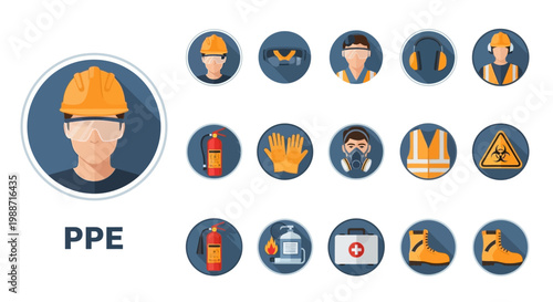 Personal Protective Equipment icons set.