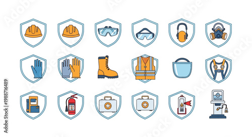 Industrial Safety Icons Set.