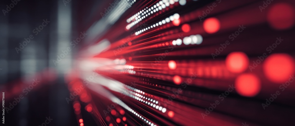 Fototapeta premium Abstract red light trails background for technology and science themes