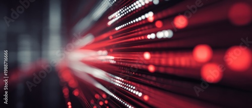 Abstract red light trails background for technology and science themes