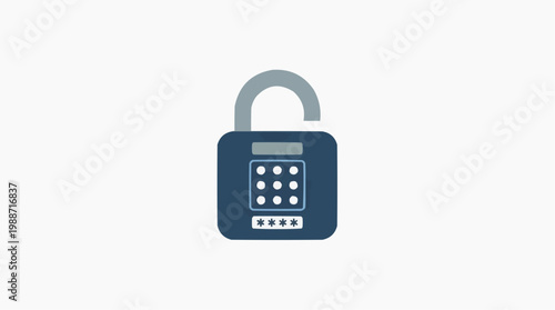 A vector graphic illustration of a combination lock with a secure password padlock
