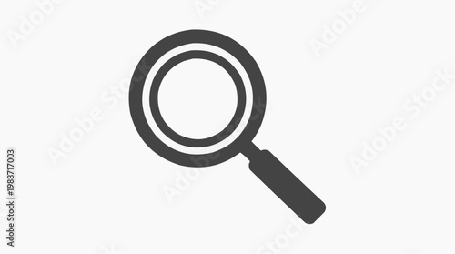 A minimalist magnifying glass icon in a simple, flat design style