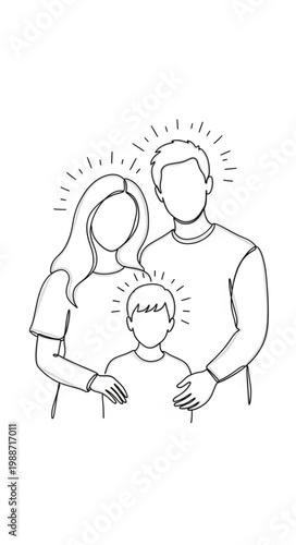 Holy Family Line Art Drawing.