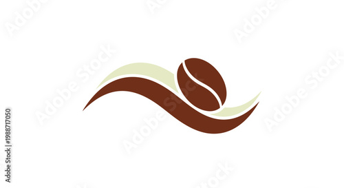 Abstract Coffee Bean Symbol Suggesting Aroma and Movement, Minimalist Design