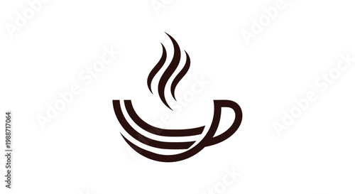 Abstract Coffee Cup Logo Design Depicting Steam, Freshness, and Delicious Flavor