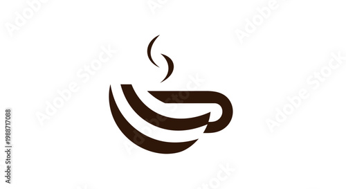 Abstract Coffee Cup Logo in Brown Color with Simple and Minimalist Design Concept