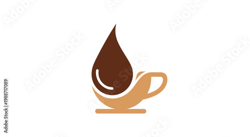 Abstract Coffee Cup With a Drop Representation of Espresso Beverage Logo Design