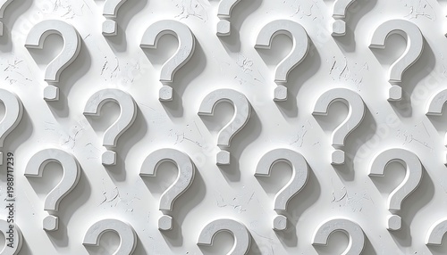 Question mark symbols on white background.